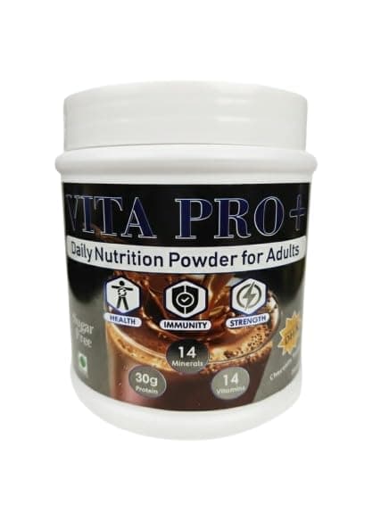 VITA PRO+ Daily Nutrition Powder for Adults with Protein Vitamins Minerals Immunity Strength Support Chocolate Flavor Supplement Drink