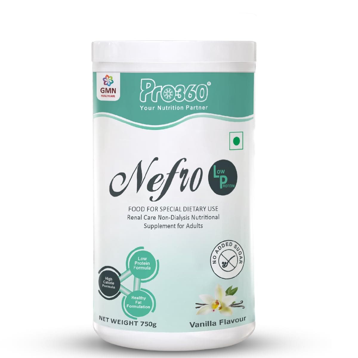 Pro360 Nefro LP Powder Vanilla Flavour – 750g Low Protein Nutrition Supplement for Kidney Health (Non-Dialysis) – Vanilla Protein Powder Enriched with L-Taurine, L-Carnitine & Essential Nutrients