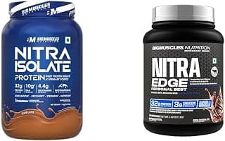 Bigmuscles Nutrition Nitra Isolate (1kg, Cafe Latte)|Bigmuscles Nutrition Nitra Edge PB Whey Protein Powder [1kg, Rich Chocolate] | 32g Protein [Isolate + Concentrate], 3g Creatine Monohydrate | No
