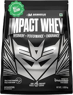 Bigmuscles Nutrition Impact Whey Protein Isolate & Concentrate [1.035kg, Rich Chocolate] | 24g Protein | ProHydrolase Enzyme Technology | Powered By Stevia | 3rd Party Tested