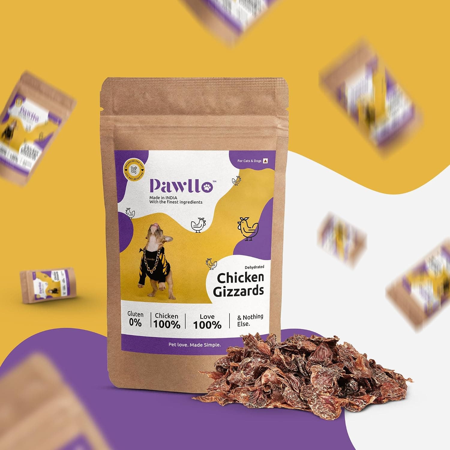 Chicken Gizzard Dog Treats 100gm Pack of 1 | High Protein Natural Snacks for Dogs | Taurine-Enriched | Vitamin-Rich Digestive Fiber Support Grain Free | Healthy Chicken Treats for All Breeds & Age