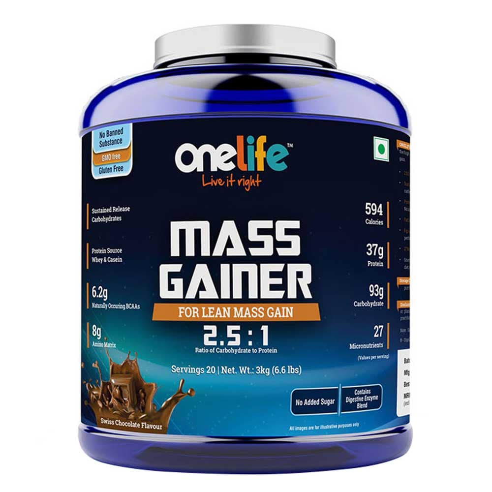 OneLife Mass Gainer for Lean Mass & Muscle Gain, 6.6 lb Swiss Chocolate