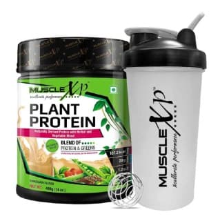MuscleXP Plant Protein with Herbal and Vegetable Blend, 0.44 lb Chocolate+Shaker