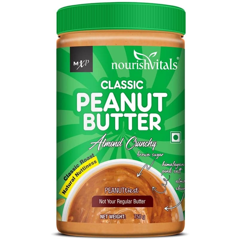 NourishVitals Classic Peanut Butter, 0.750 kg Almonds Crunchy