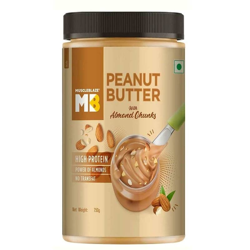 MuscleBlaze Peanut Butter with Almond Chunks OP, 0.750 kg Unflavoured