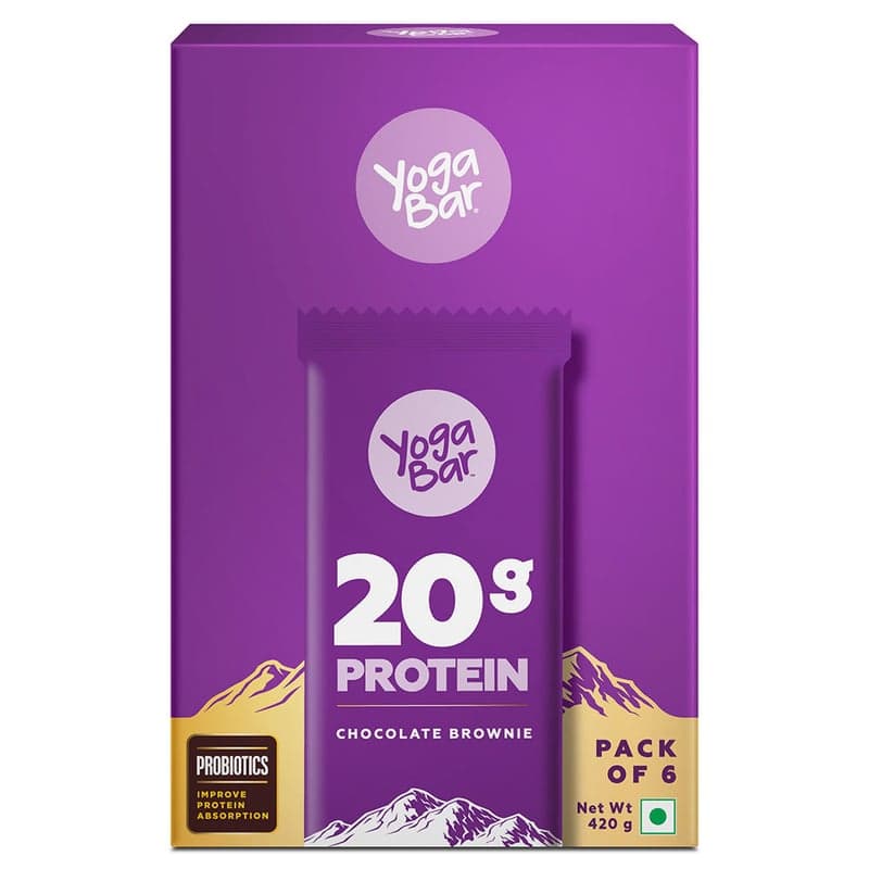 Yogabar Protein Bar (20g Protein), 6 bar(s) Chocolate Brownie