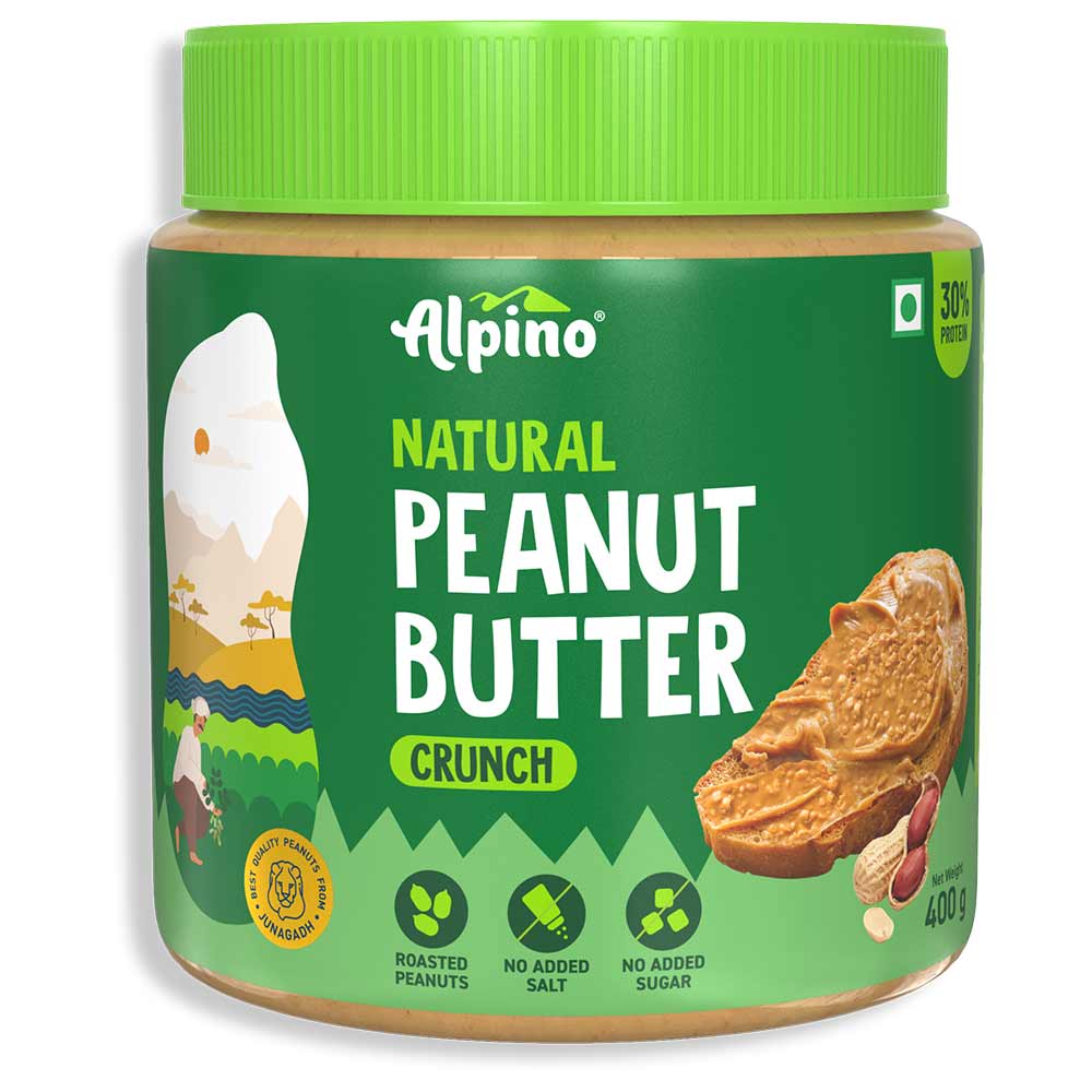 Alpino Natural Peanut Butter (Unsweetened), 0.400 kg Crunch
