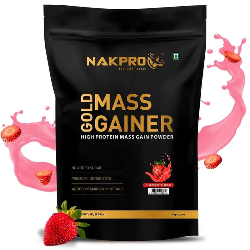 Nakpro Gold Mass Gainer, 2.2 lb Strawberry
