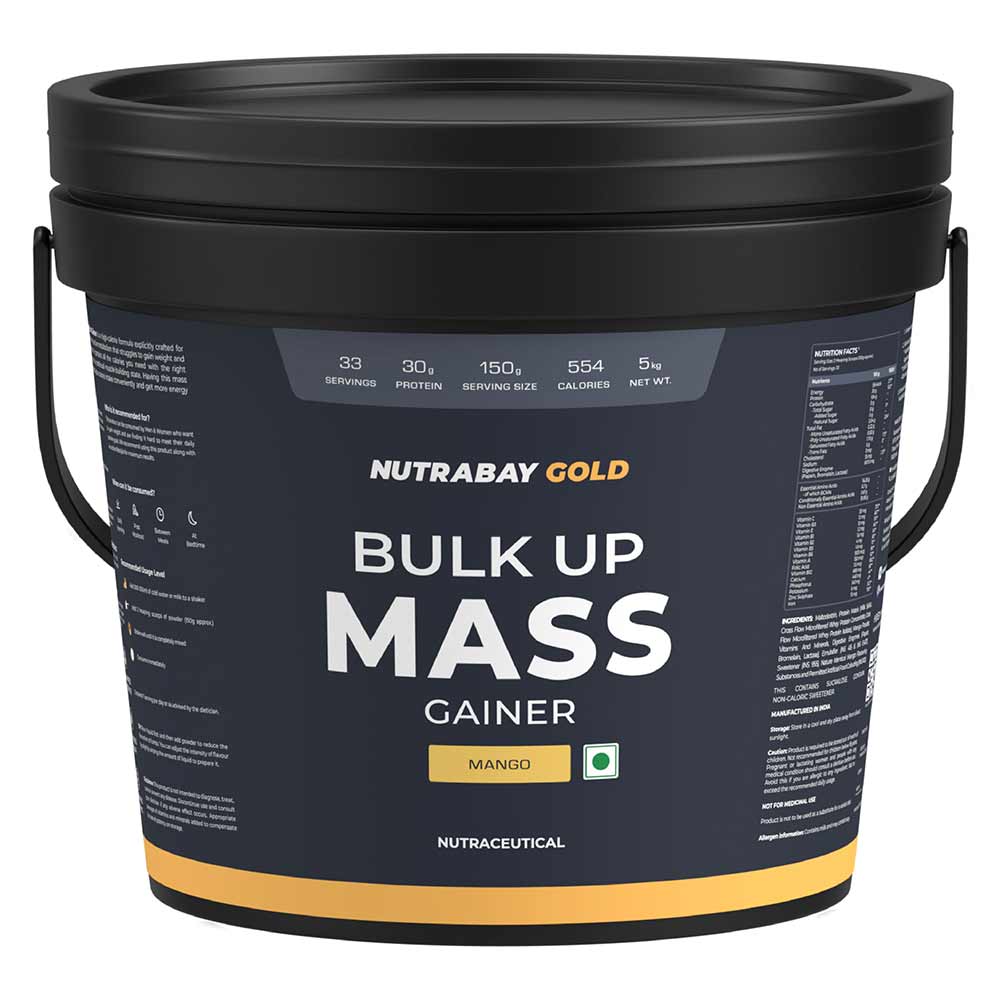 Nutrabay Gold Bulk Up Mass Gainer, 11 lb Mango
