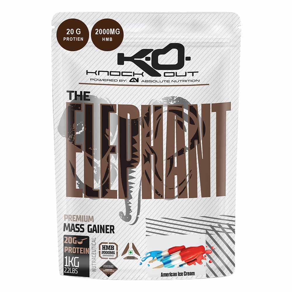 Absolute Nutrition Knockout Series Elephant Mass Gainer, 2.2 lb American Ice Cream