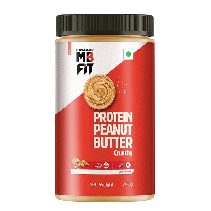 MuscleBlaze High Protein Peanut Butter, 0.750 kg Unsweetened Crunchy