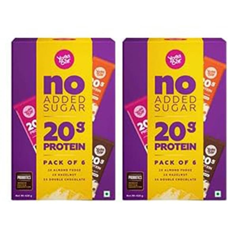 Yogabar Protein Variety Box 720gm (60gm x 12 Bars), 12 bar(s) Chocolate Brownie Cranberry Almond Fudge and Hazlenut