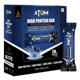 AS-IT-IS Nutrition ATOM High Protein Bar, 6 bar(s) Blueberry Classic Cake