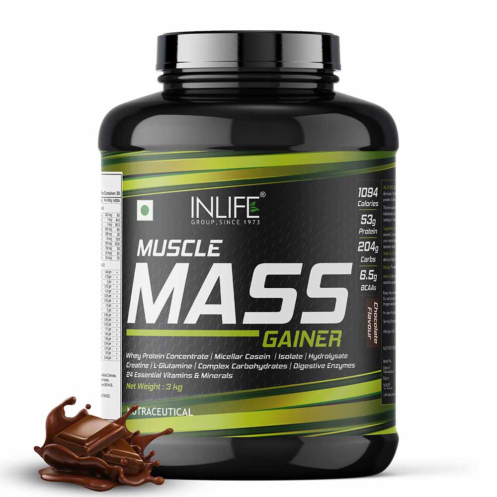 INLIFE Muscle Mass Gainer Protein Powder with Whey Protein, 6.6 lb Chocolate