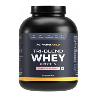 Nutrabay Gold Tri-Blend Whey Protein, 4.4 lb Strawberry Milkshake