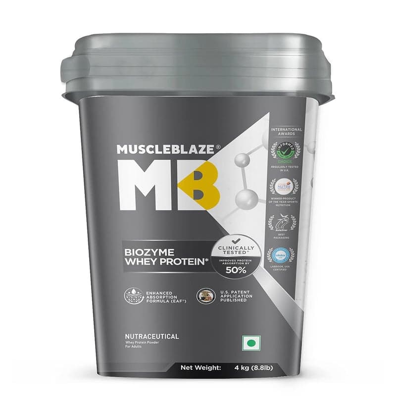 MuscleBlaze Biozyme Whey Protein, 8.8 lb Rich Milk Chocolate