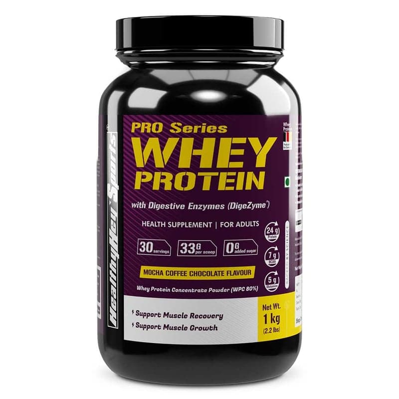 HealthyHey Sports Whey Protein with Digestive Enzymes, 2.2 lb Mocha Coffee Chocolate