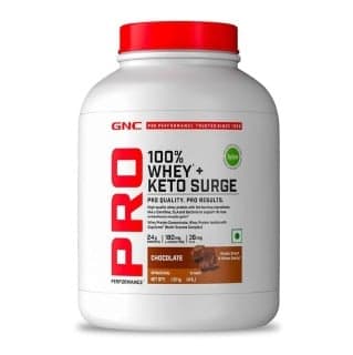 GNC Pro Performance 100% Whey + Keto Surge, 4 lb Chocolate