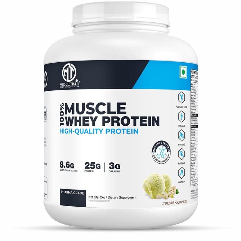 Muscle Trail 100% Muscle Whey Protein, 4.4 lb Kesar Kaju Pista