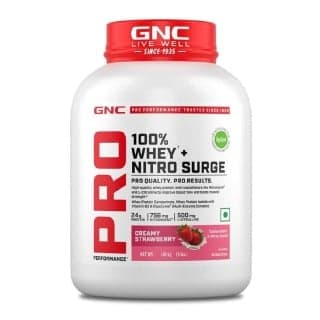 GNC Pro Performance 100% Whey + Nitro Surge, 4 lb Creamy Strawberry