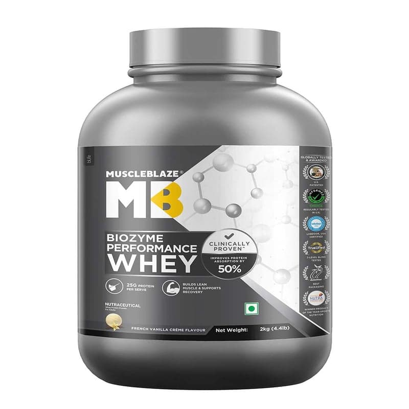 MuscleBlaze Biozyme Performance Whey, 4.4 lb French Vanilla Creme