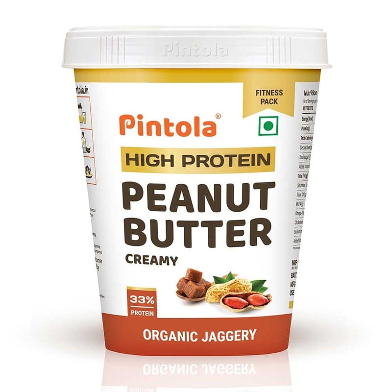Pintola High Protein Peanut Butter, 1 kg Organic Jaggery Creamy