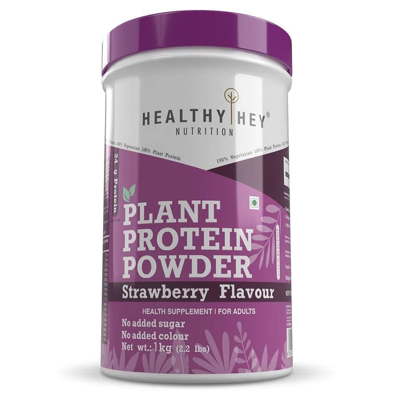 HealthyHey Nutrition Plant Protein Powder, 2.2 lb Strawberry