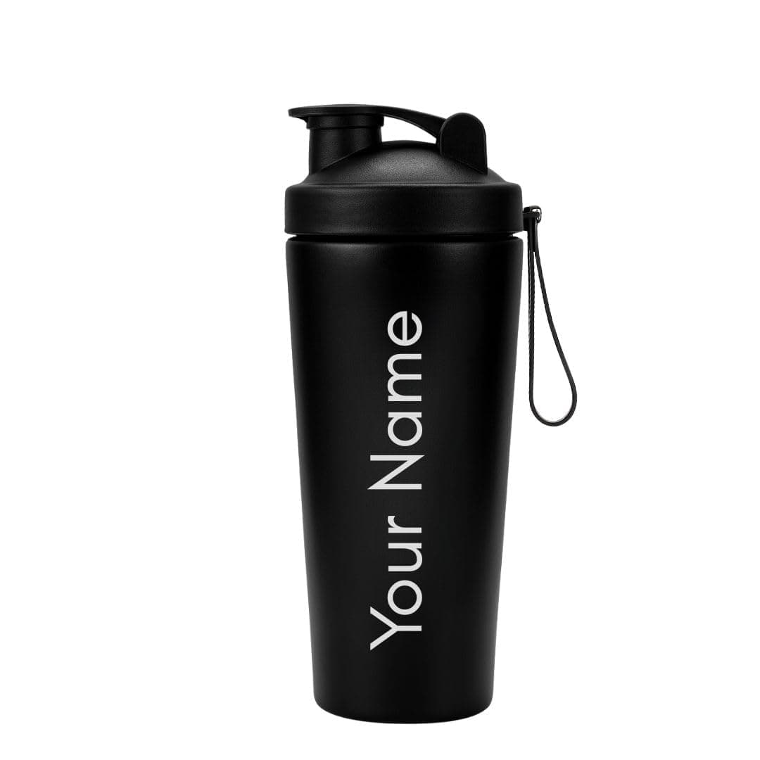 VOIK Customised Stainless Steel Gym Shaker 800ml | ISI Marked | Leakproof Protein Bottle | BPA-Free Steel | Anti-Skid Base | Made in India
