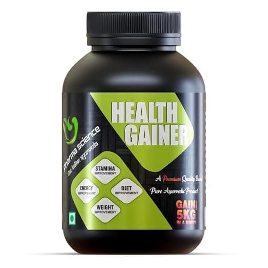 Pharma Science Ayurvedic Weight Gainer Supplement Powder for Men & Women - Increase Stamina, Muscle Mass Bulk & Overall Wellness | Natural Protein & Carbs | Health Gainer | High Calories - Pack of 1 200gm