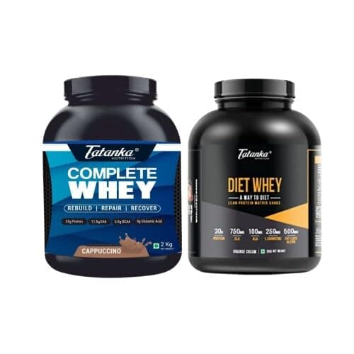 TATANKA NUTRITON Complete Whey Protein Concentrate 80% | Digestive Enzymes | (Cappuccino, 2Kgs) And Diet Whey Protein | Boost Metabolism And Supports Weigth Loss| 2Kg (Orange Cream)