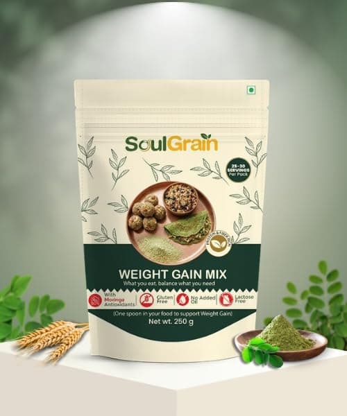 Weight Gain Mix | Natural Moringa & Pulses Blend | Add 1 Spoon Daily | Protein & Fiber Rich | Zero Additives | Organic Mass Builder | Lactose Free | Gluten Free | Vegan Friendly | 250g (Pack of 1)