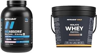 Nutrabay BioAbsorb™ Whey | ProDiFi™ for Ultra-Fast Absorption | 26g Protein | Strawberry, 2kg | No | Nutrabay Gold Whey Protein Isolate Powder 25g Protein, 5.9g BCAA per Serving, Easy to Digest, NABL