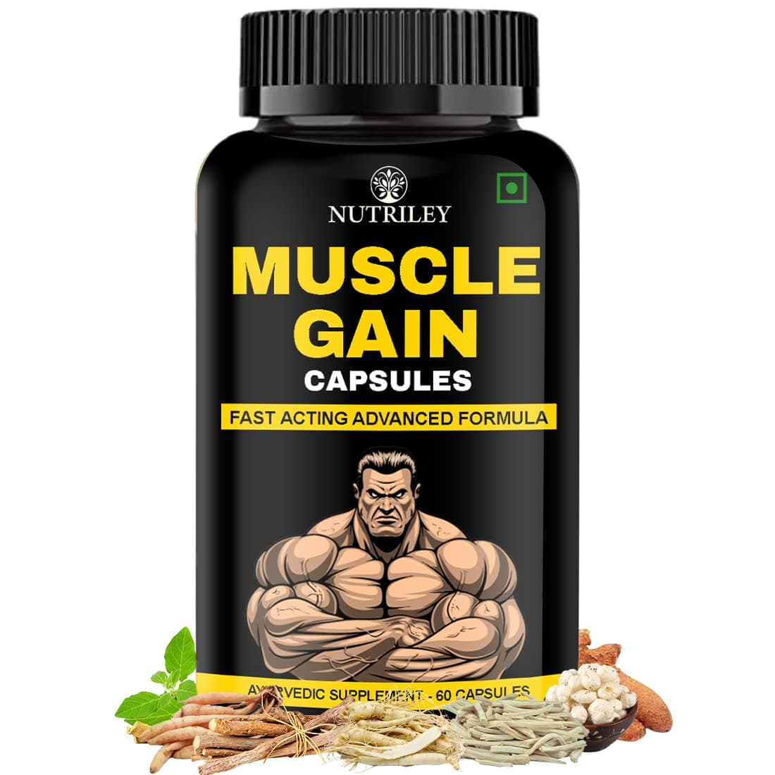 Nutriley Muscle Gainer Protein Supplement Powder, Energy & Stamina Support 60 Capsules (Pack of 1)