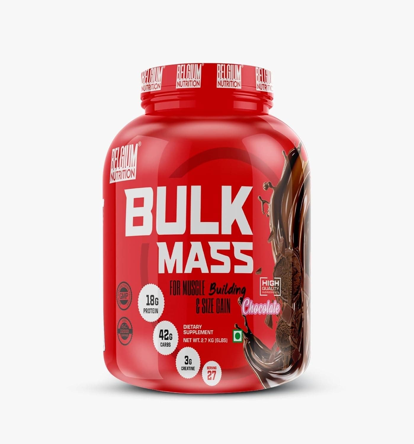 Bulk Mass Mass Gainer, High Protein Muscle Mass Gainer with Creatine + Glutamine + Taurine + BCAAs for Muscle Size, Strength, Endurance | Added Digestive Enzymes (Chocolate, 2.7 Kg)