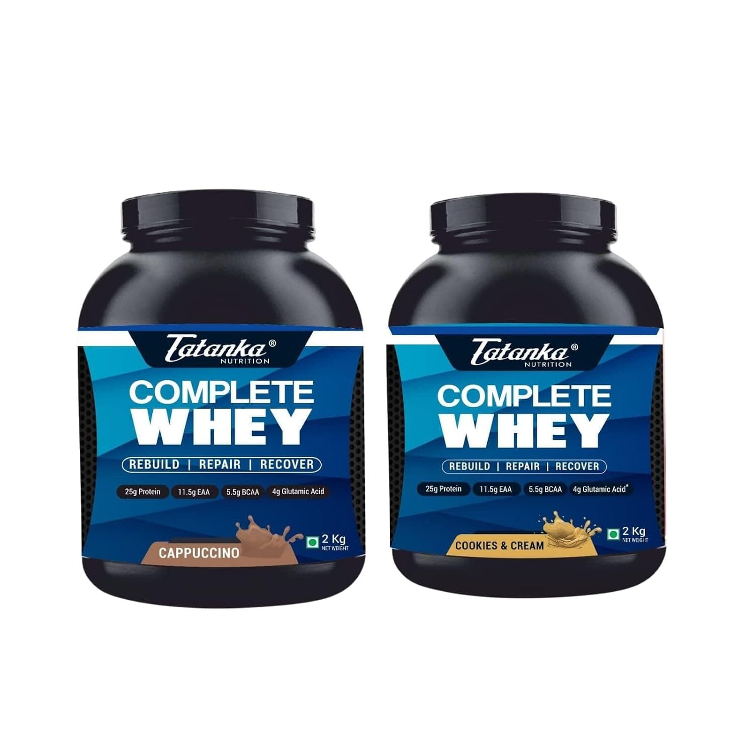 TATANKA NUTRITON Complete Whey Protein Concentrate 80% | Digestive Enzymes | (Cappuccino, 2Kgs) And Complete Whey Protein Concentrate 80% Powder | (Dutch Chocolate, 2Kgs)