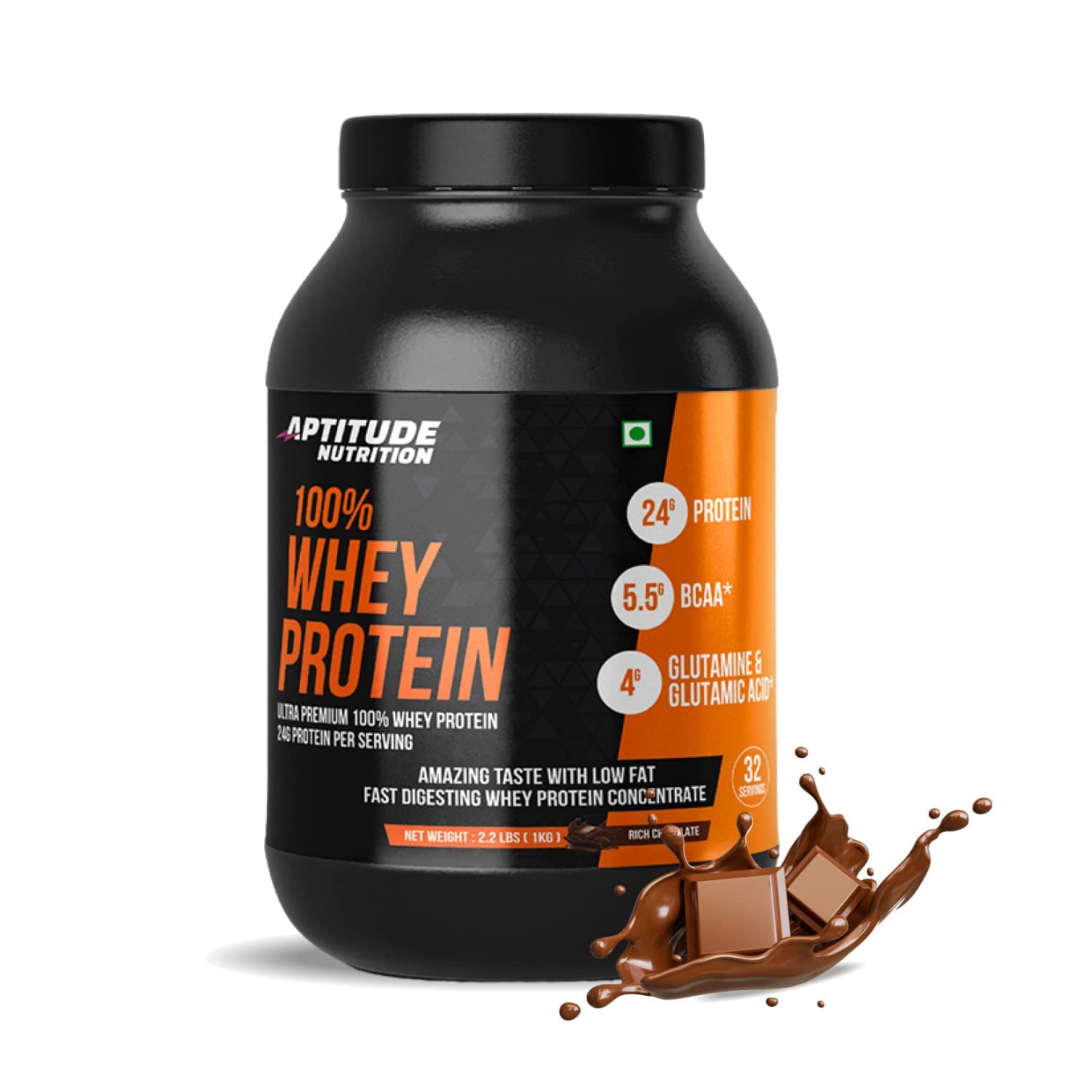 100% Whey Protein Concentrate to Support Lean Muscle Building and Recovery | 24g of Protein | 5.5g BCAA - For Fitness Enthusiasts (Rich Chocolate) (Pack of 1)