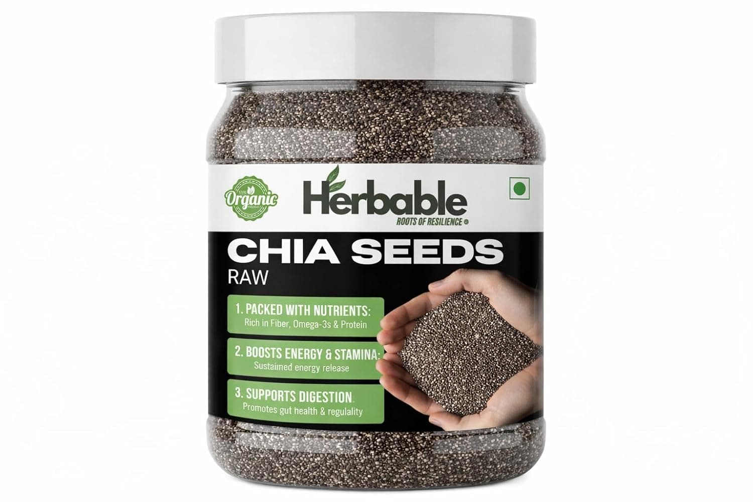 Raw Chia Seeds 500g | High Fibre, Omega-3, Protein Rich Superfood | Gluten-Free, Vegan | Supports Digestion, Energy, Weight Management