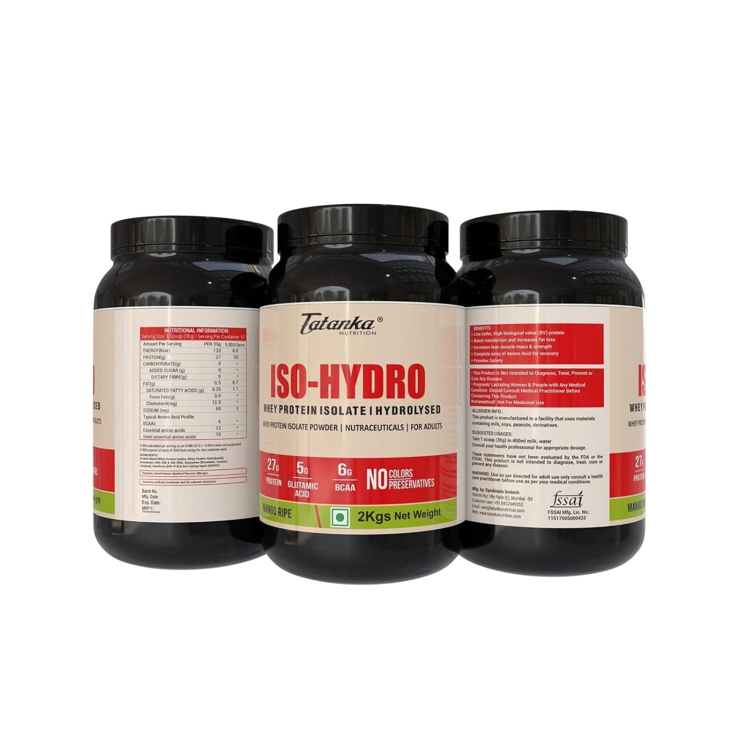 TATANKA NUTRITON Iso Hydro Whey Protein | 27G Isolate & Hydrolyzed Proteein | (2Kgs, Mango Ripe) And Intense Muscle Mass Gainer | High Calorie, Protein Powder (Banana Cookie, 3Kgs)