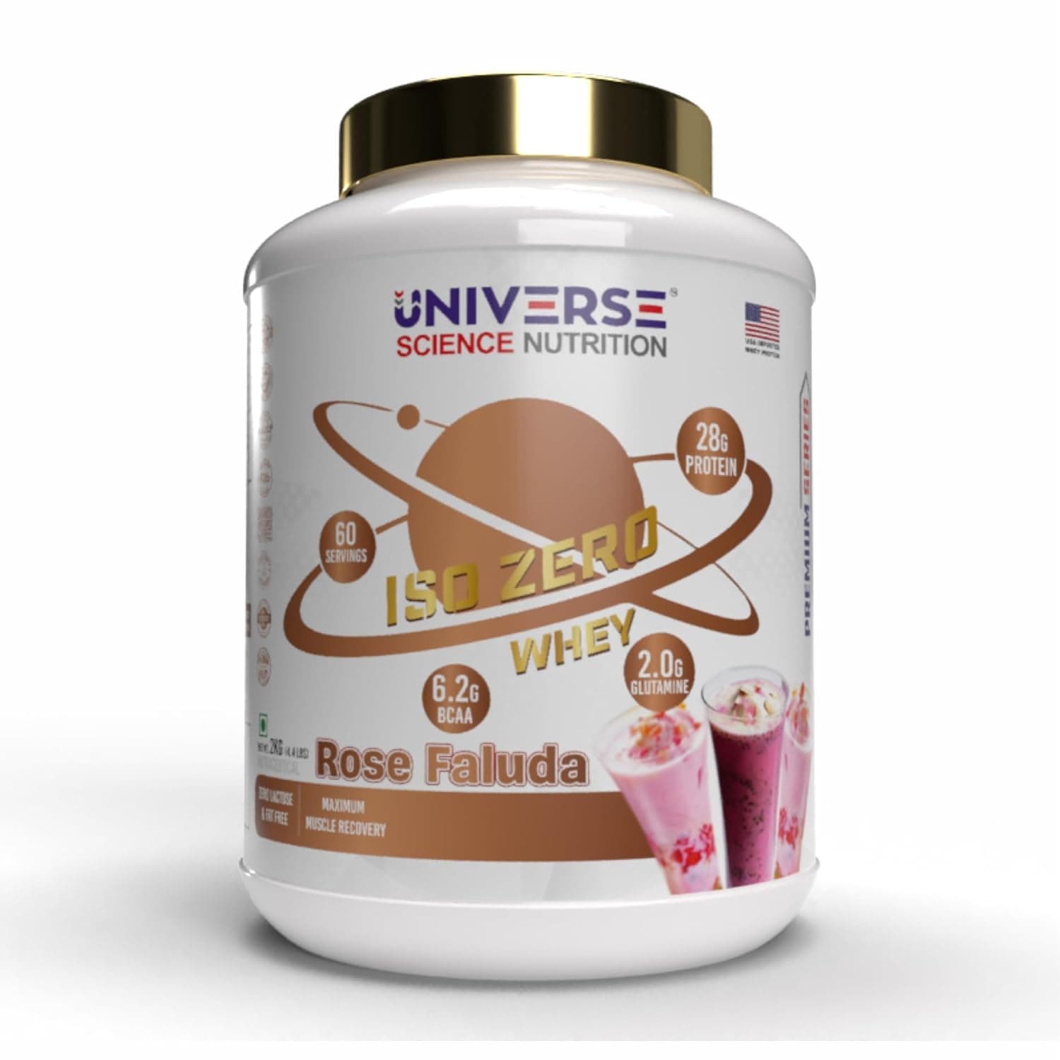 Universal Science Nutrition Iso-Zero, Low Carb Whey Protein Isolate Powder, 28g Isolate Whey Per Scoop (2 Kg., Rose Faluda)