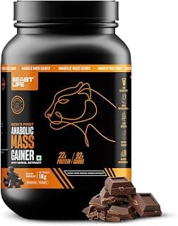 BeastLife High Protein Mass/Weight Gainer | 1 KG | Belgian Chocolate | NABL LAB Tested | For Muscle Gain & Fast Growth | Cereal-Based Formula, No Maltodextrin | India's #1 Cereal Based Bulk Gainer by BeastLife
