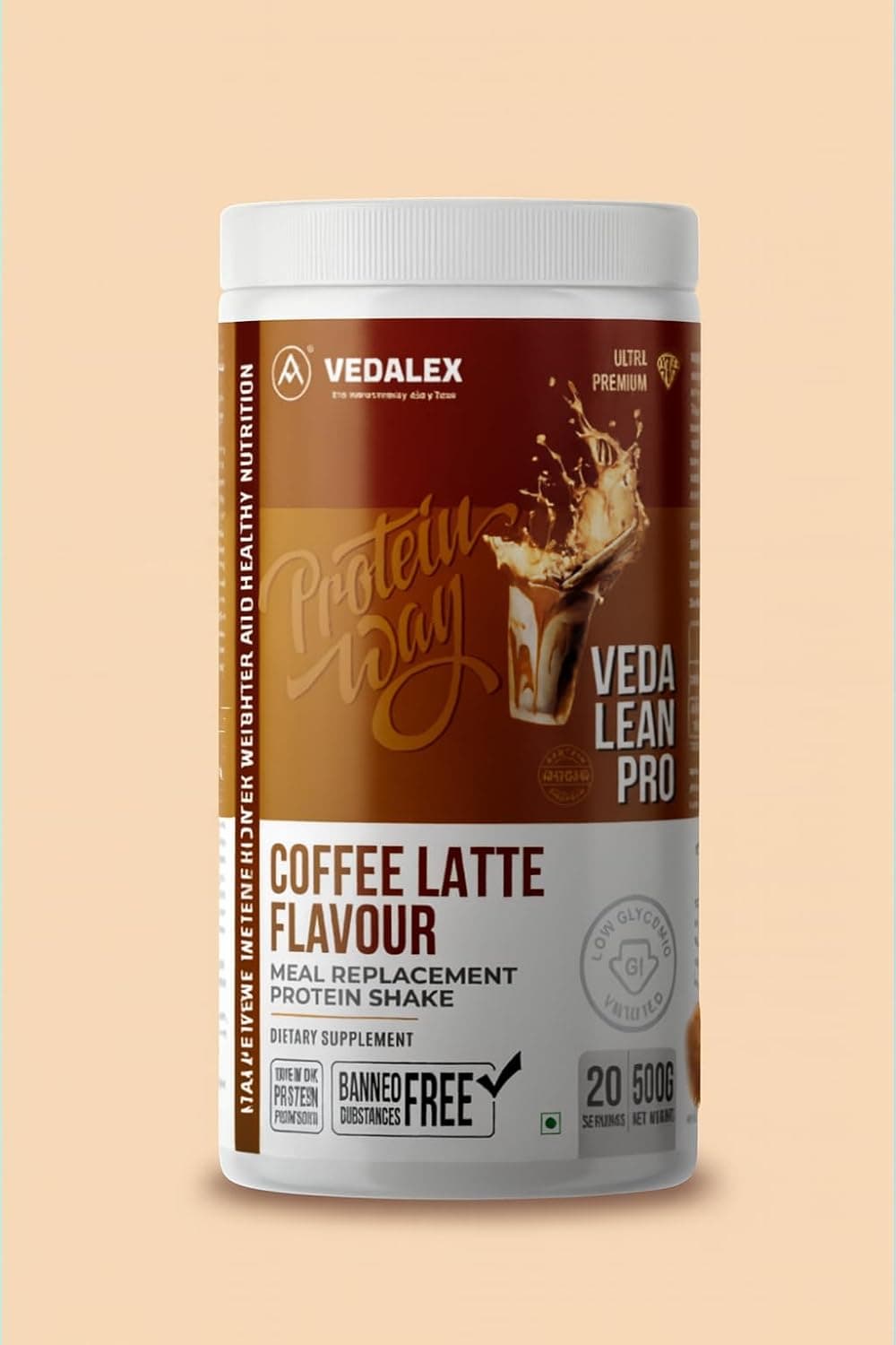 500g) Veda Lean Pro Protein Way – Coffee Latte Flavour, Meal Replacement Protein Shake, Ultra Premium, Low GI, 20 Servings, Plant-Based Soy Protein, Weight Control & Healthy Nutrition, To Lose Weight