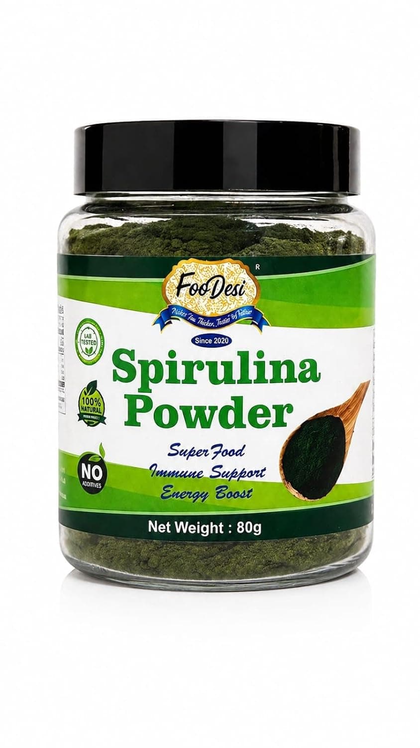 Spirulina Powder 80g | 100% Natural Superfood | Rich in Protein & Antioxidants | Supports Immunity & Energy | No Additives