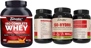 TATANKA NUTRITON Isocomplete Pure Whey Protein Isolate | 30G Protein (Orange Splash, 2Kgs) And Iso Hydro Whey Protein |Vegetarian Muscle-Building Supplement Powder (2Kgs, Cafe Latte)