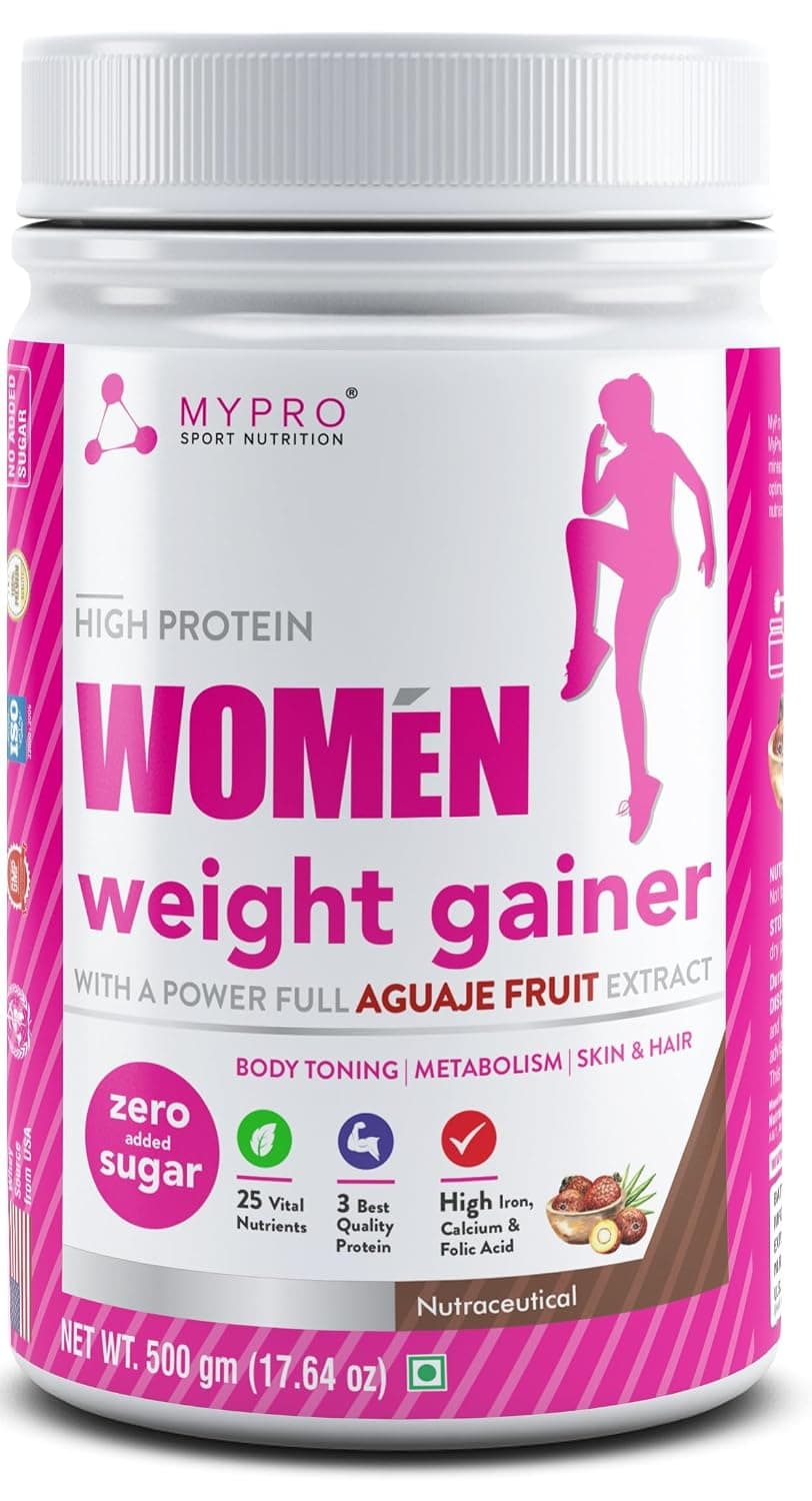 Mypro Sport Nutrition High Protein Women Weight Gainer For Increase Muscle With Full Power With (24 Vital Nutrients,3 Best Qaulity Protein) For Women (Caffe Mocha - 500 Gm)