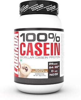 Labrada 100% CASEIN Micellar Casein Protein (24g Slow-Release Protein, 0g Sugar, No Artificial Colors, 29 Servings) - 2.2 lbs (1kg) (Dutch Chocolate)