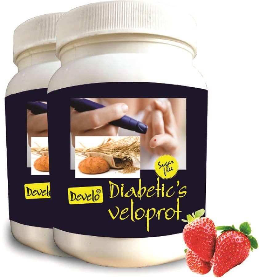 Develo Diabetic Protein Powder Sugar Free Nutrition for diabetes Care - 2kg (Pack of 2) Strawverry